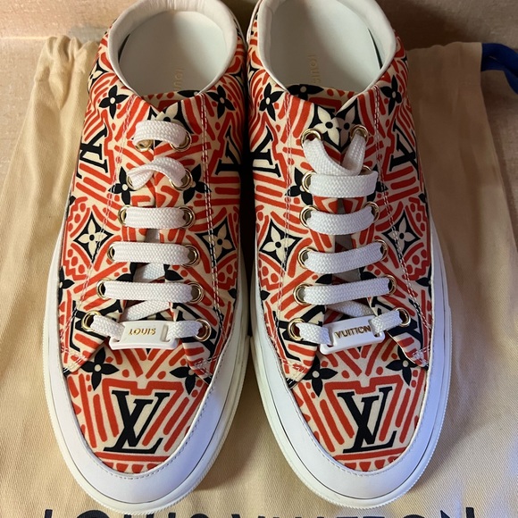Louis Vuitton Open Back Sneaker Red Monogram with Blue size 37 - Picture 2 of 5